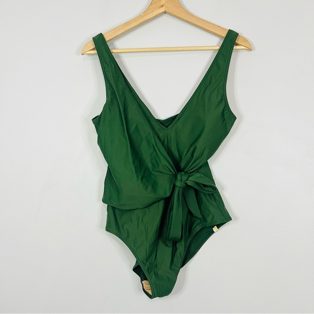 Summersalt The Perfect Wrap Green Wrap One-Piece Swimsuit Size 10 - Picture 2 of 7
